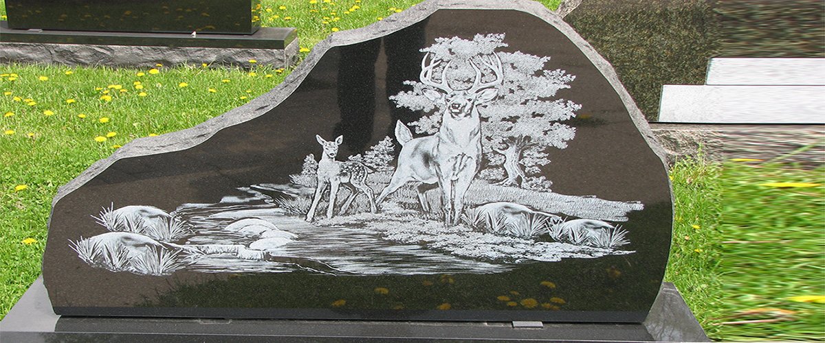 Memorial with Buck or Deer in forest
