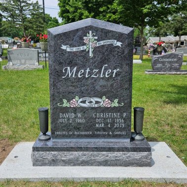 Coral/Bahama Blue Upright Monument with Colored Litho